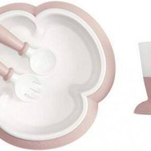 BabyBjorn Feeding Set (šķīvis, karote, dakša un krūzīte) komplkets krāsa Powder Pink