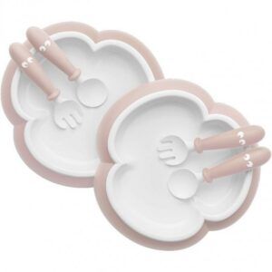 BabyBjorn bērnu šķīvis un karotīte/dakšiņa (2 gab.) krāsa Powder Pink