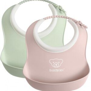 BabyBjorn SMALL BIB 2gb. priekšautiņš krāsa POWDER GREEN/POWDER PINK