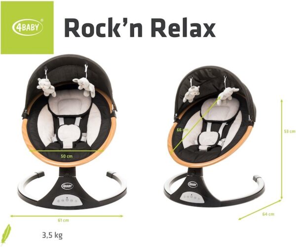 Autokreslini.lv | Rock'n Relax XXIV mazuļu šūpuļkrēsliņš krāsa Black bilde #21