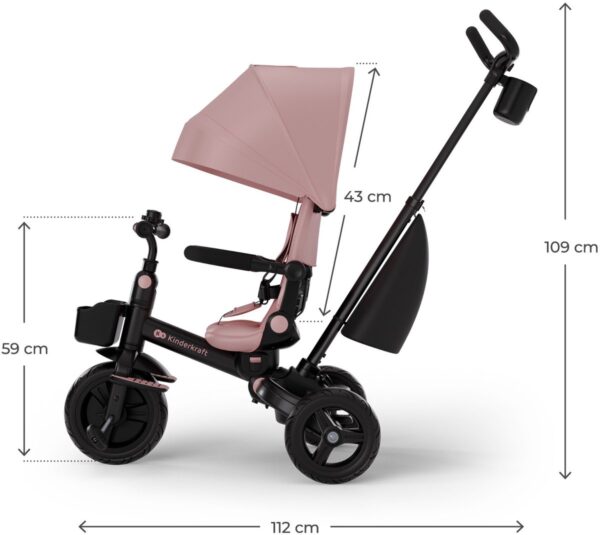 Autokreslini.lv | Aveo 2 Plus salokāms stumjamais trīsritenis bērniem krāsa Pink bilde #23