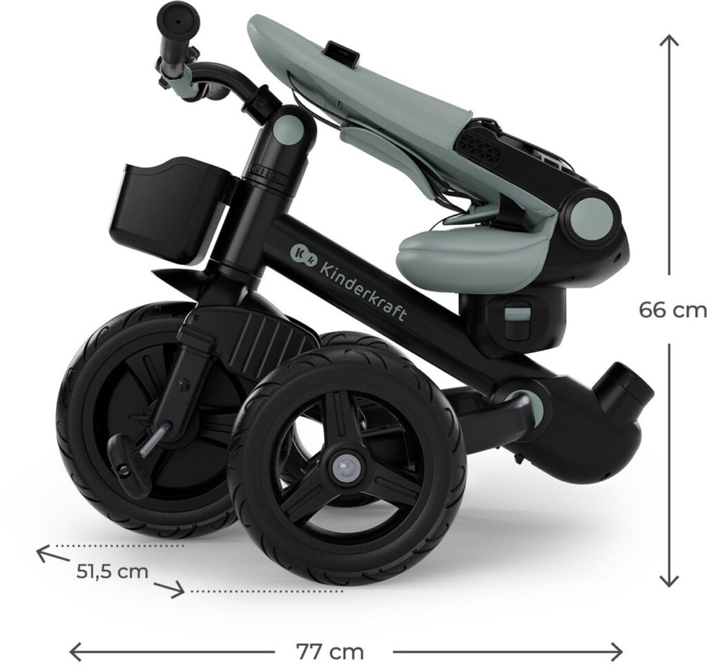Kinderkraft Aveo 2 Plus salokāms stumjamais trīsritenis bērniem krāsa Green
