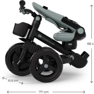 Kinderkraft Aveo 2 Plus salokāms stumjamais trīsritenis bērniem krāsa Green