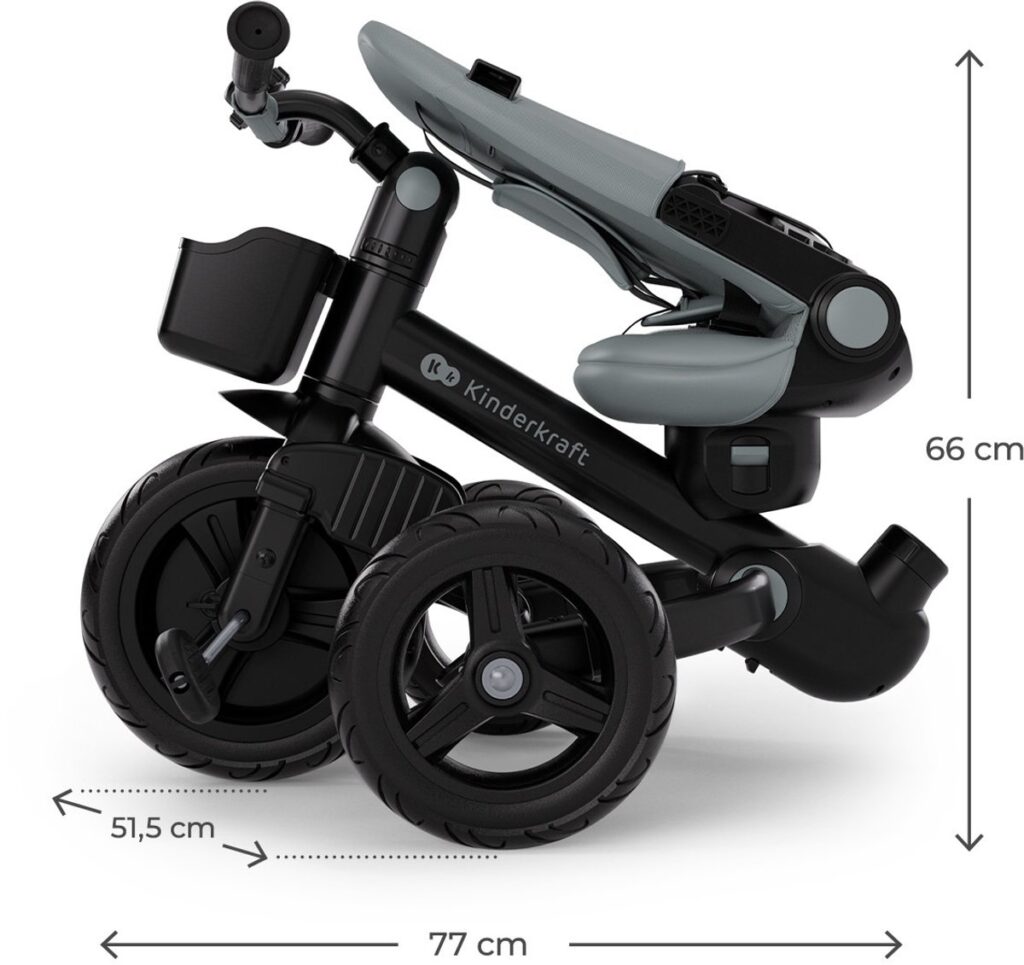 Kinderkraft Aveo 2 Plus salokāms stumjamais trīsritenis bērniem krāsa Grey