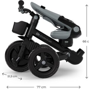 Kinderkraft Aveo 2 Plus salokāms stumjamais trīsritenis bērniem krāsa Grey