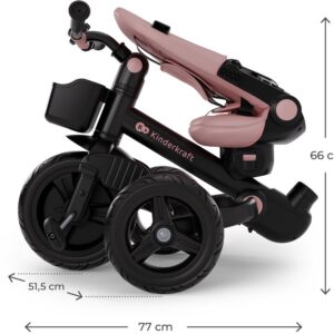Kinderkraft Aveo 2 Plus salokāms stumjamais trīsritenis bērniem krāsa Pink