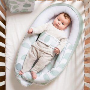 Doomoo Baby Cocoon mazuļu ligzdiņa krāsa Leaves Aqua Green