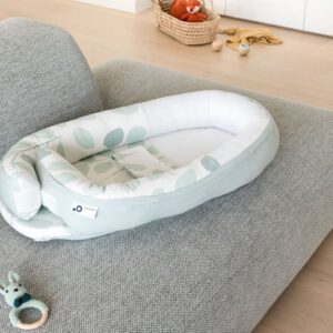 Doomoo Baby Cocoon mazuļu ligzdiņa krāsa Leaves Aqua Green