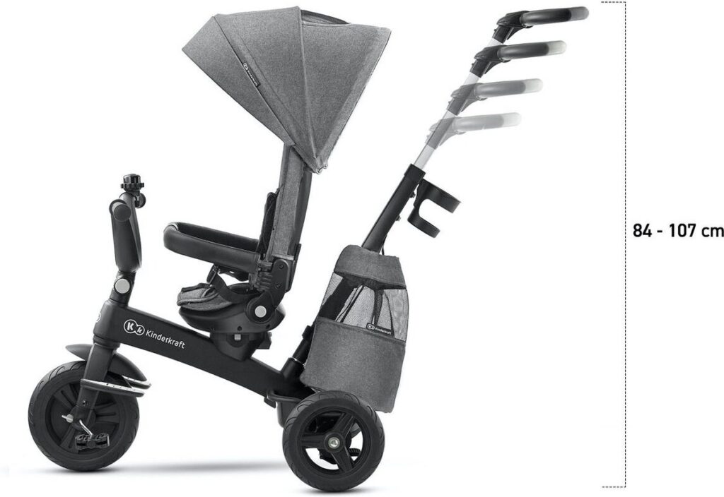 Kinderkraft Easytwist stumjamais trīsritenis bērniem 5in1 krāsa Platinum Grey
