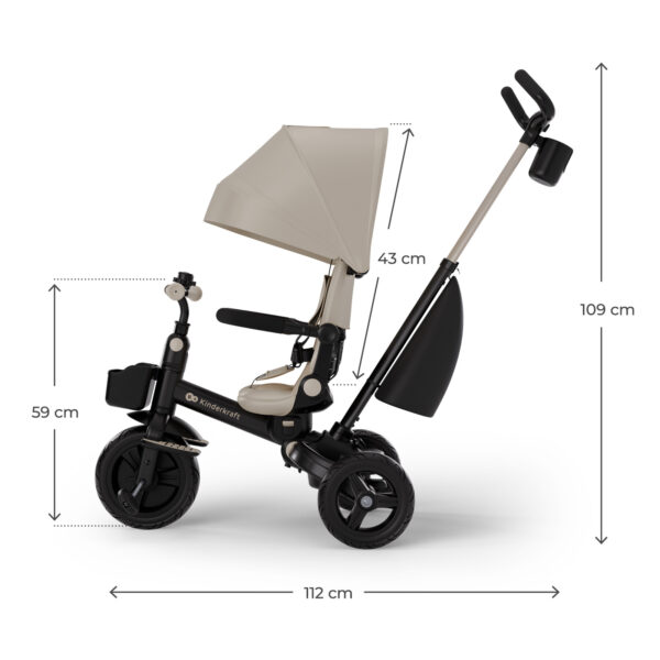 Autokreslini.lv | Aveo 2 Plus salokāms stumjamais trīsritenis bērniem krāsa Beige bilde #23