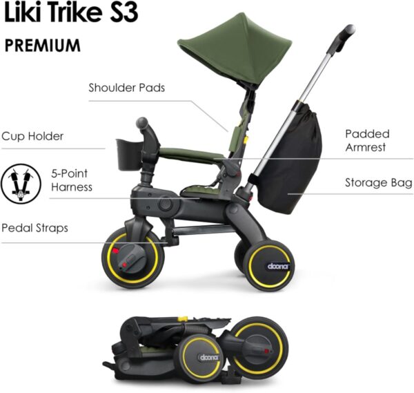 Autokreslini.lv | Liki Trike S3 stumjamais bērnu trīsritenis krāsa Slate Green/ Forest Grey bilde #5
