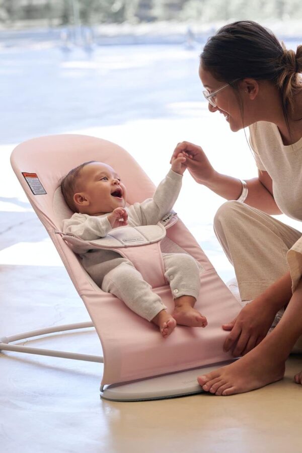 Autokreslini.lv | Babysitter Balance Soft šūpuļkrēsls mazuļiem krāsa Light Pink/Grey Woven Jersey bilde #9