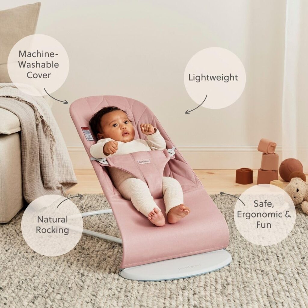 BabyBjorn BLISS šūpuļkrēsls mazuļiem 0-13kg krāsa DUSTY PINK, COTTON Petal Quilt