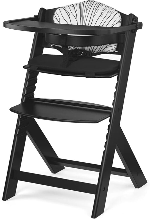 Autokreslini.lv | Enock koka barošanas krēsls bērniem Black+ spilvens Black/White bilde #1