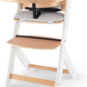 Kinderkraft Enock koka barošanas krēsls bērniem White legs + spilvens Grey
