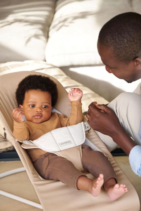 Autokreslini.lv | Babysitter Balance Soft šūpuļkrēsls mazuļiem krāsa Beige/Grey Woven Jersey bilde #7