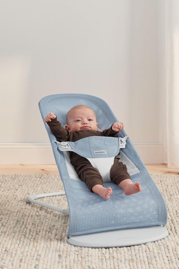 Autokreslini.lv | Babysitter Balance Soft šūpuļkrēsls mazuļiem krāsa SKY BLUE/WHITE MESH bilde #7