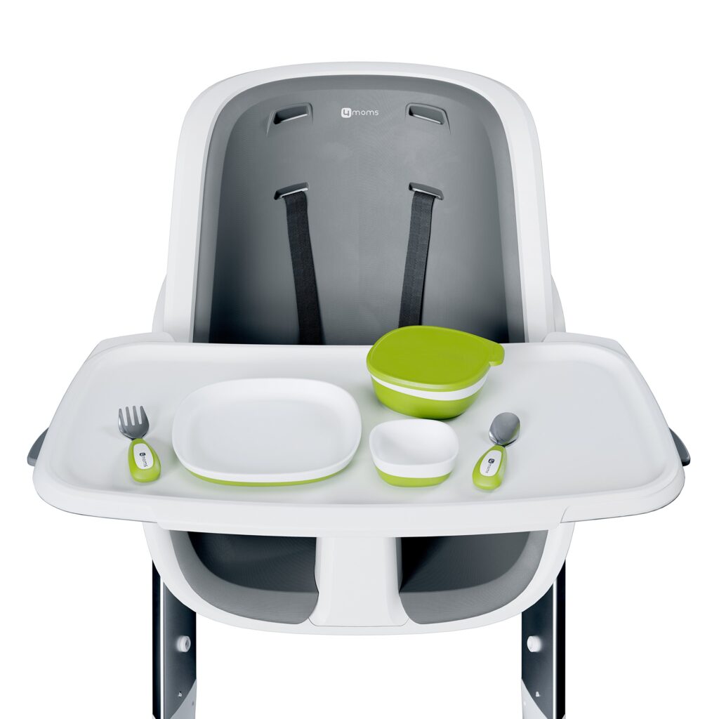 4Moms Connect barošanas krēsliņš krāsa White+ ēšanas trauku komplekts