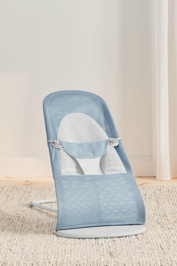 Autokreslini.lv | Babysitter Balance Soft šūpuļkrēsls mazuļiem krāsa SKY BLUE/WHITE MESH bilde #13