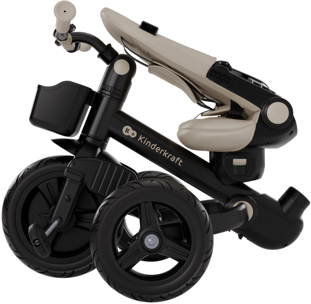 Kinderkraft Aveo 2 Plus salokāms stumjamais trīsritenis bērniem krāsa Beige