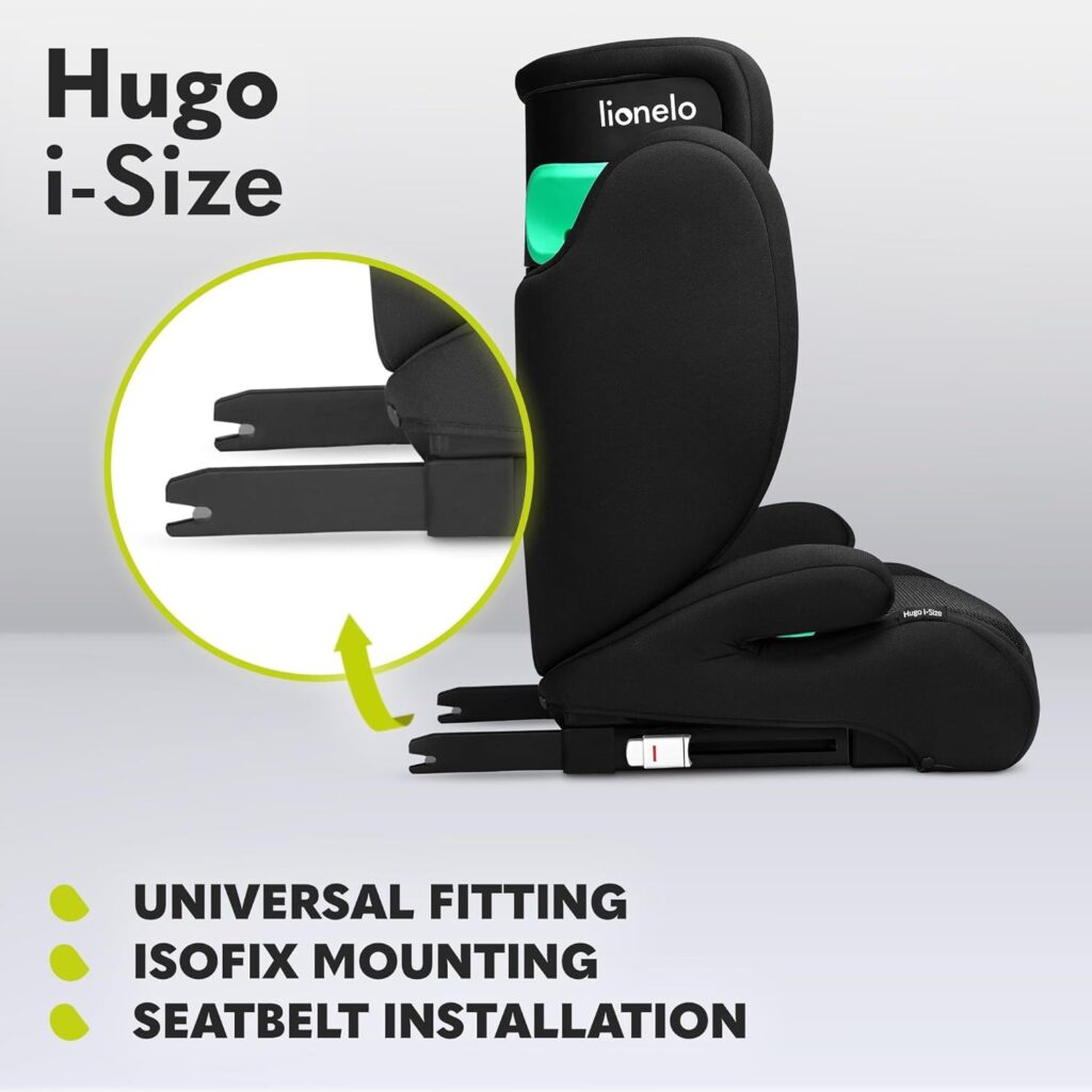 Lionelo Hugo I-Size autokrēsliņš bērniem 100-150cm krāsa Black Carbon