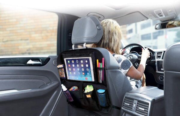 Autokreslini.lv | Car Backseat Organiser automašīnas krēslu aizsargs- mantu organaizers ar kabatu planšetei bilde #7