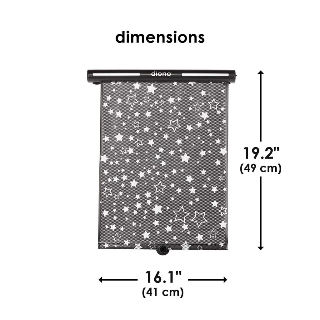 Diono Sun Shade Starry Night automašīnas rullo saulessargs ar tumsā spīdošām zvaigznītēm