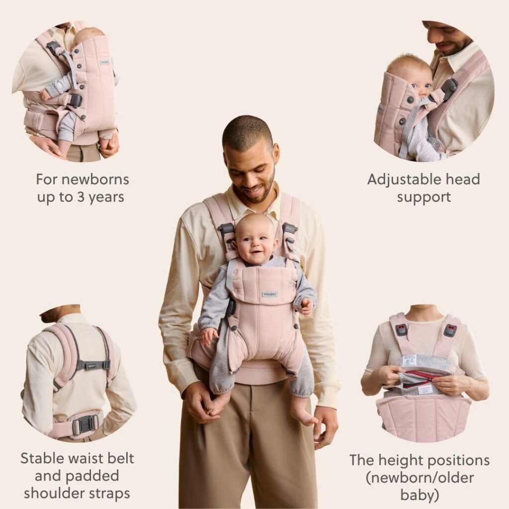 BabyBjorn Harmony ergosoma mazuļiem 0-3 gadiem krāsa Light Pink Woven Melange