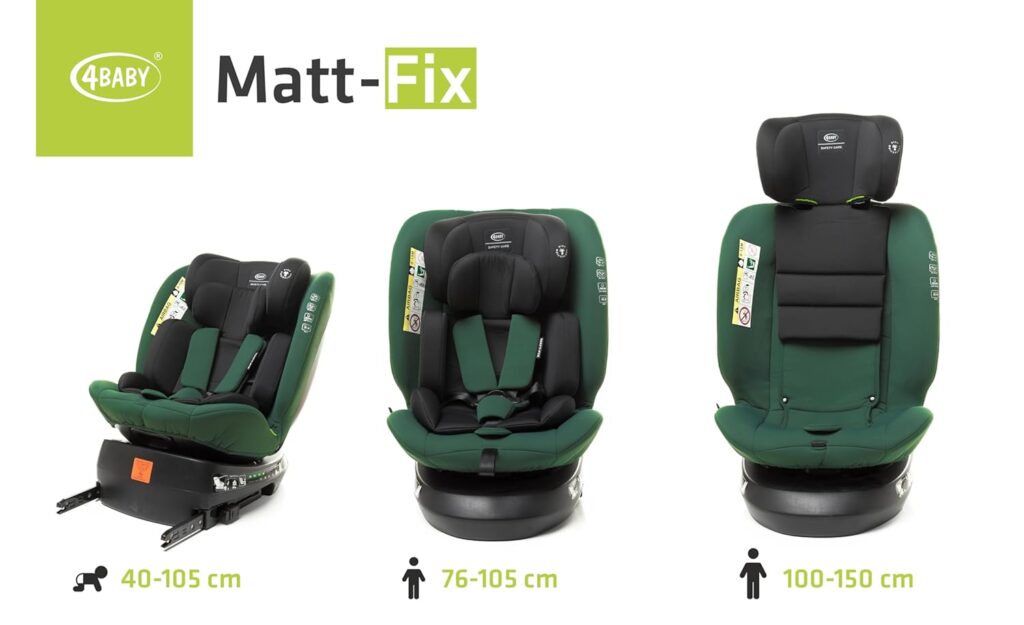 4Baby Matt-Fix autokrēsliņš 40-150cm krāsa Dark Green