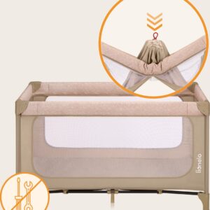 Lionelo JASMIN EASY FOLD ceļojumu gulta krāsa BEIGE SAND