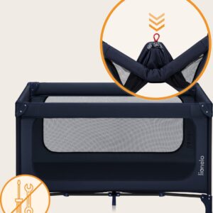 Lionelo JASMIN EASY FOLD ceļojumu gulta krāsa BLUE NAVY