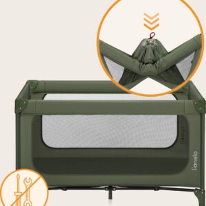 Lionelo JASMIN EASY FOLD ceļojumu gulta krāsa GREEN OLIVE