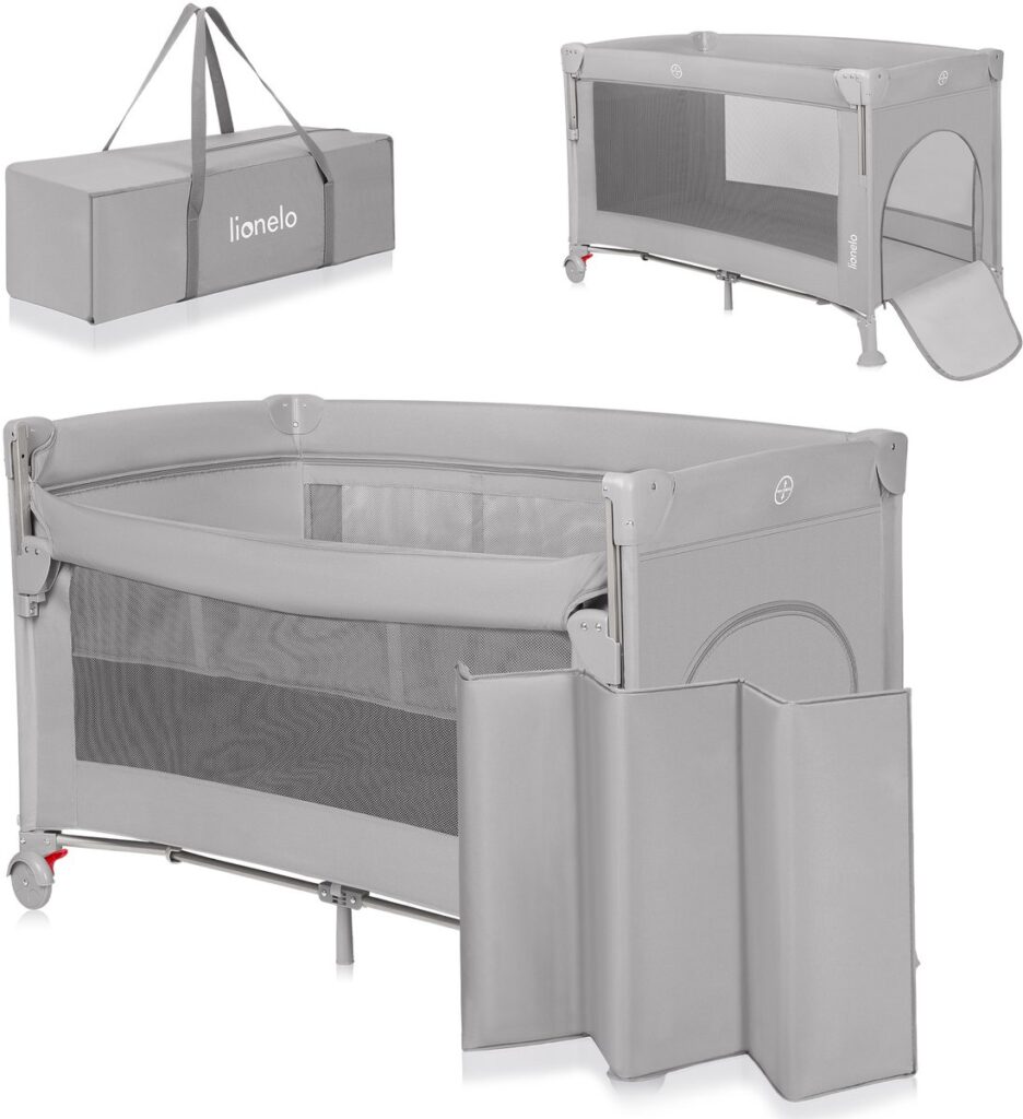 Lionelo ELLEN bērnu ceļojumu gulta krāsa GREY CONCRETE