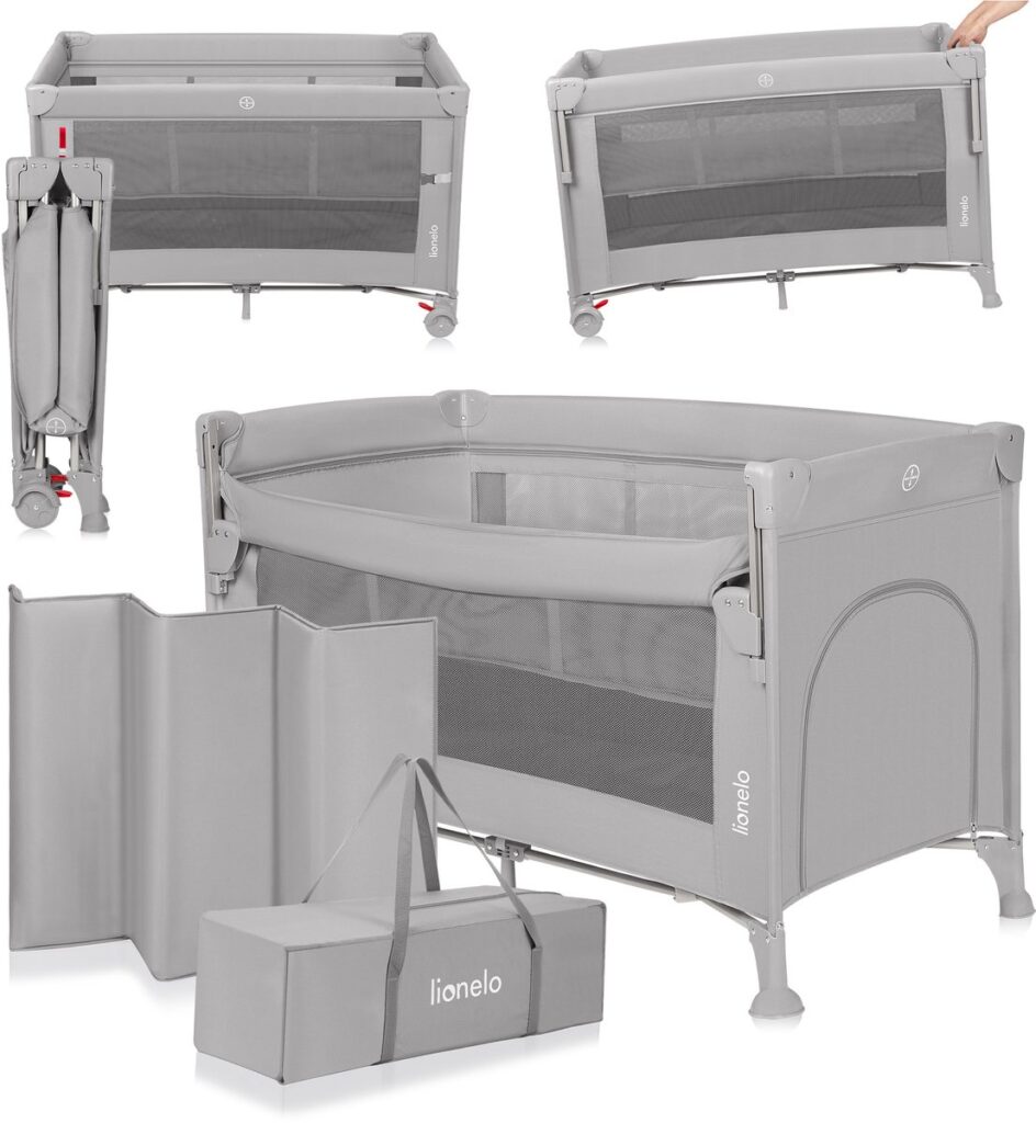Lionelo ELLEN bērnu ceļojumu gulta krāsa GREY CONCRETE
