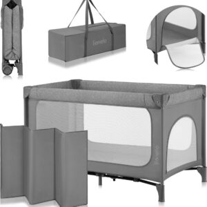Lionelo JASMIN EASY FOLD ceļojumu gulta krāsa GREY STONE