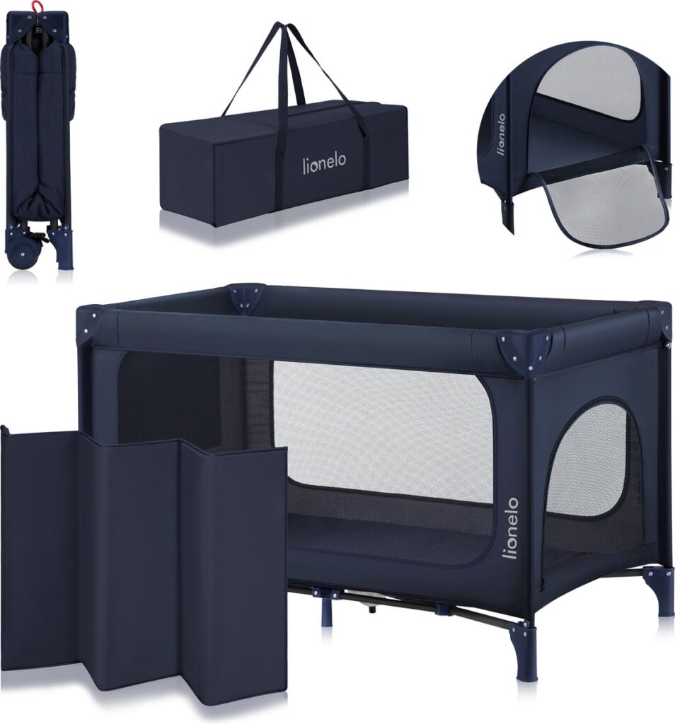Lionelo JASMIN EASY FOLD ceļojumu gulta krāsa BLUE NAVY