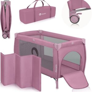 Lionelo STEFI PLUS ceļojumu gulta krāsa PINK MAGNOLIA