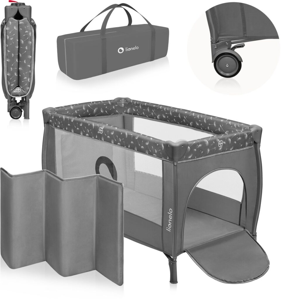 Lionelo STEFI PLUS ceļojumu gulta krāsa GREY WHITE