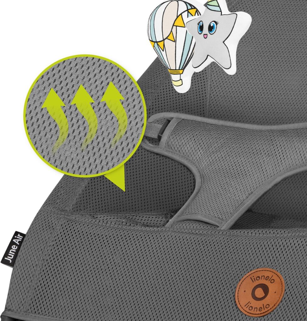 Lionelo JUNE AIR mazuļu šūpuļkrēsliņš krāsa GREY GRAPHITE