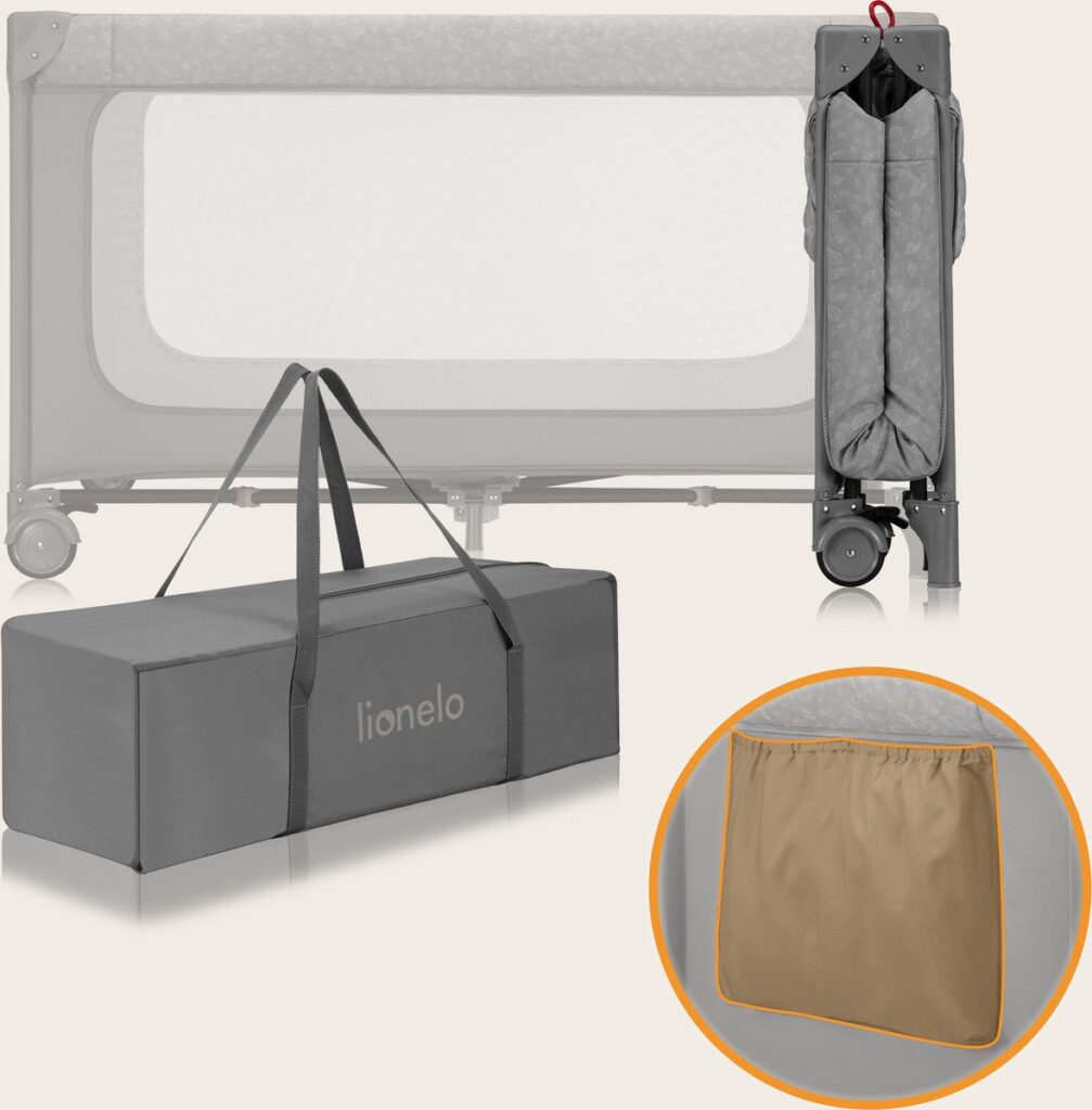 Lionelo JASMIN EASY FOLD ceļojumu gulta krāsa GREY STONE