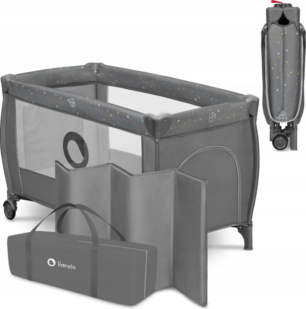 Lionelo STEFI PLUS ceļojumu gulta krāsa GREY MULTICOLOR