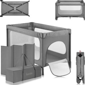 Lionelo JASMIN EASY FOLD ceļojumu gulta krāsa GREY STONE