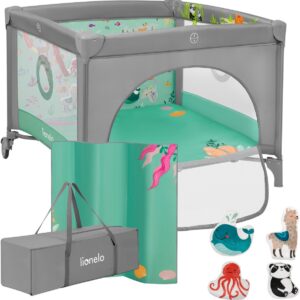 Lionelo MILLE PLUS rotaļu manēža bērniem krāsa GREY GREEN