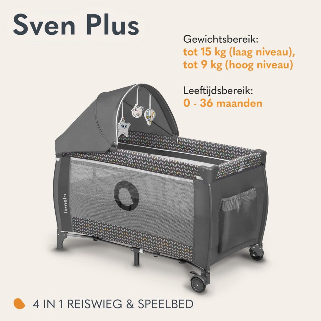 Lionelo SVEN PLUS ceļojumu gulta krāsa GREY SCANDI