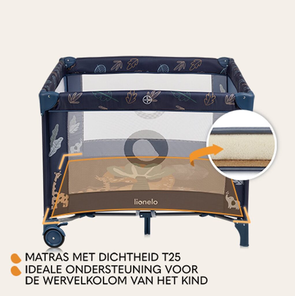 Lionelo BONNIE rotaļu manēža krāsa BLUE NAVY