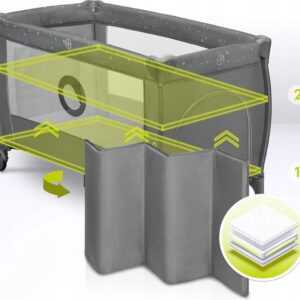 Lionelo STEFI PLUS ceļojumu gulta krāsa GREY MULTICOLOR