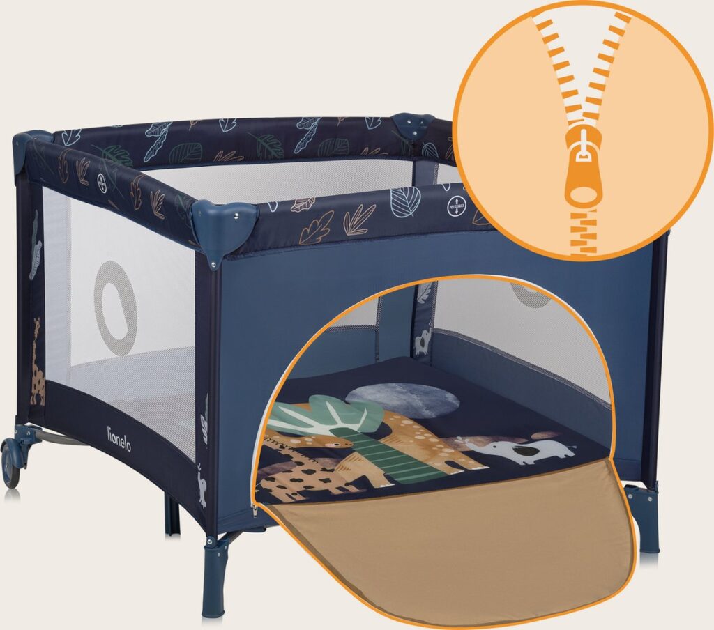 Lionelo BONNIE rotaļu manēža krāsa BLUE NAVY
