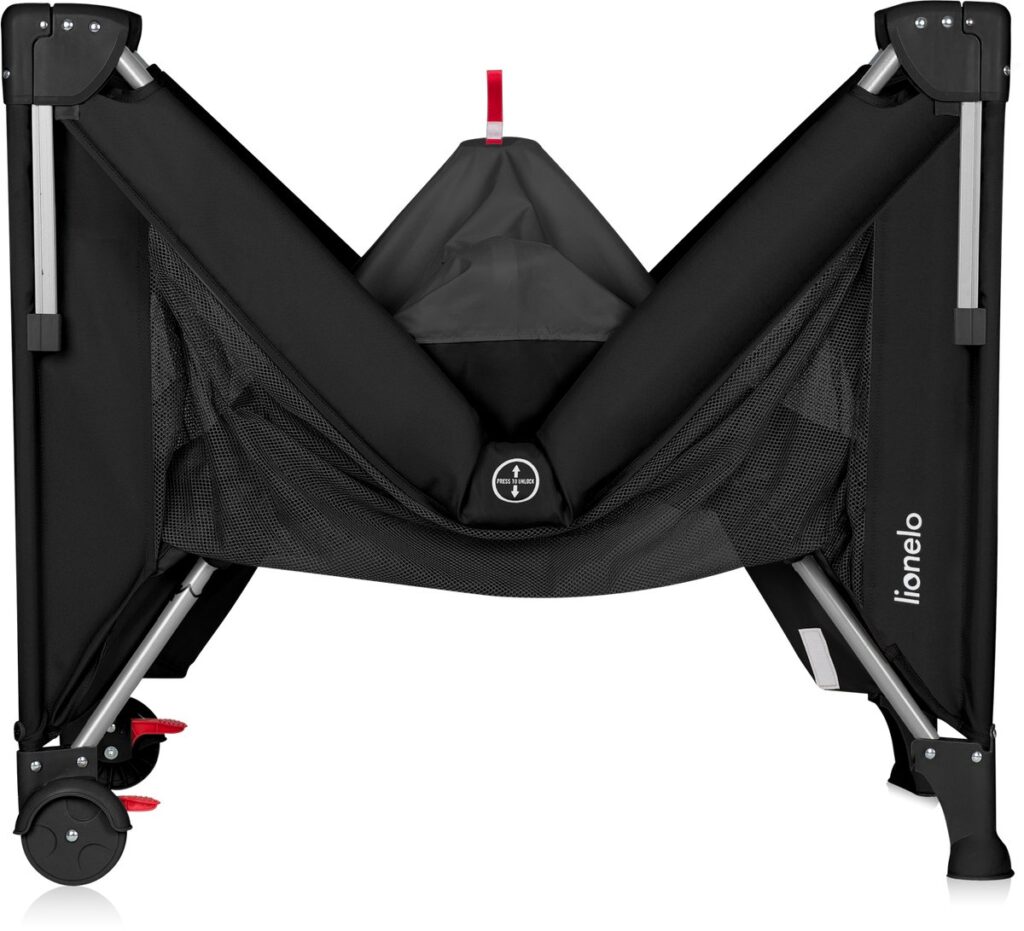 Lionelo ELLEN bērnu ceļojumu gulta krāsa BLACK CARBON