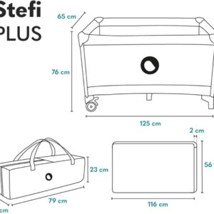 Lionelo STEFI PLUS ceļojumu gulta krāsa GREY WHITE