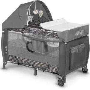 Lionelo SVEN PLUS ceļojumu gulta krāsa GREY SCANDI